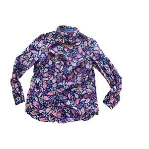 Talbots Paisley Print Cotton Button Down Top